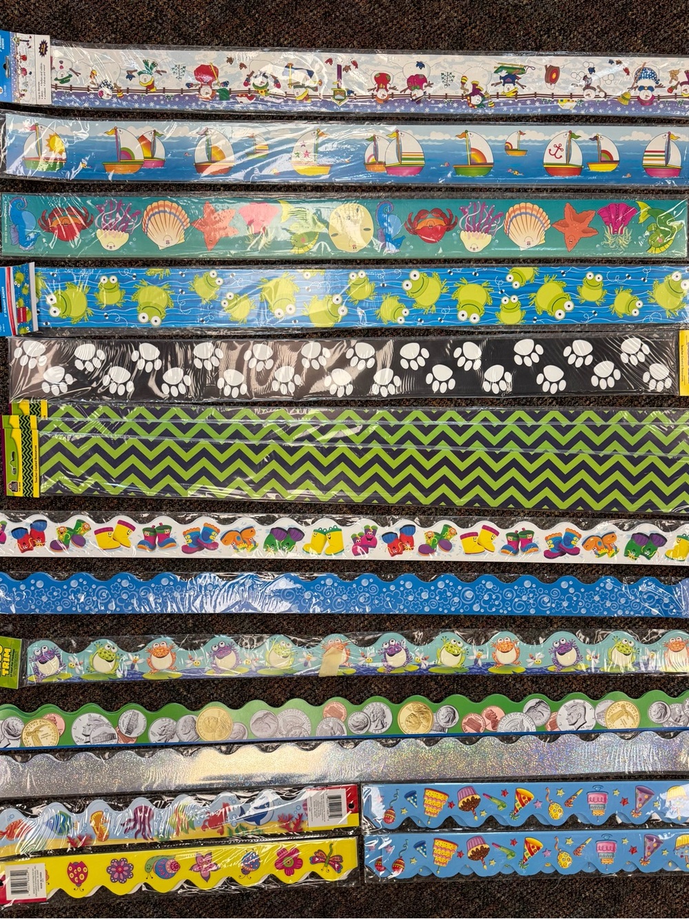 Assorted Bulletin Board Decorative Belt-Style Border Strips - Multicolor Pack
